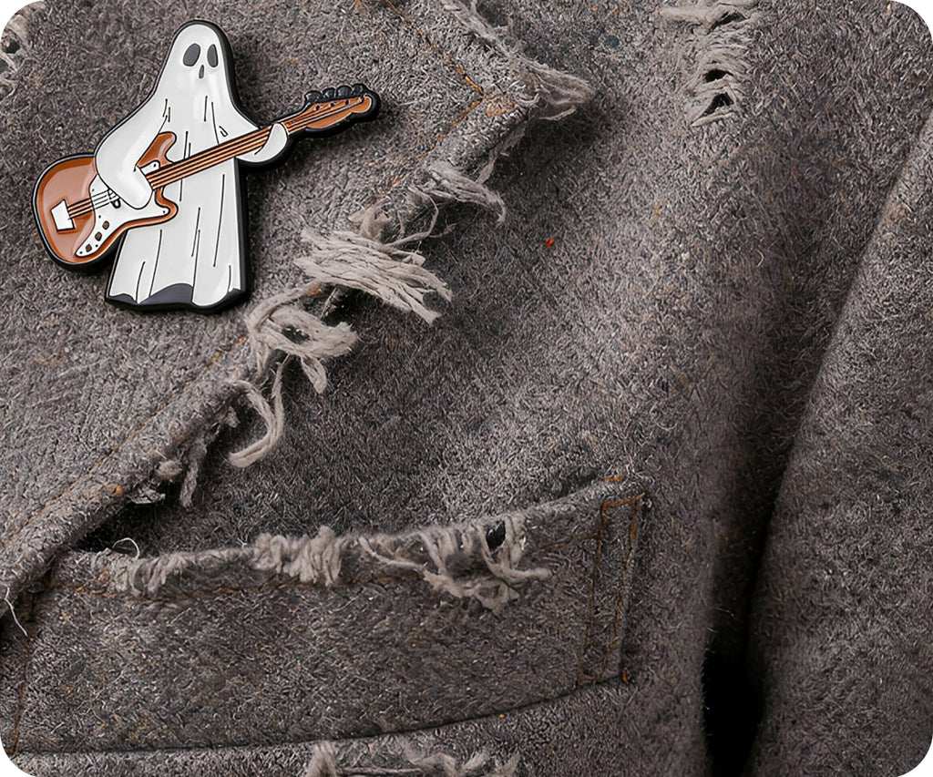 Ghost Playing Guitar Pin Badge