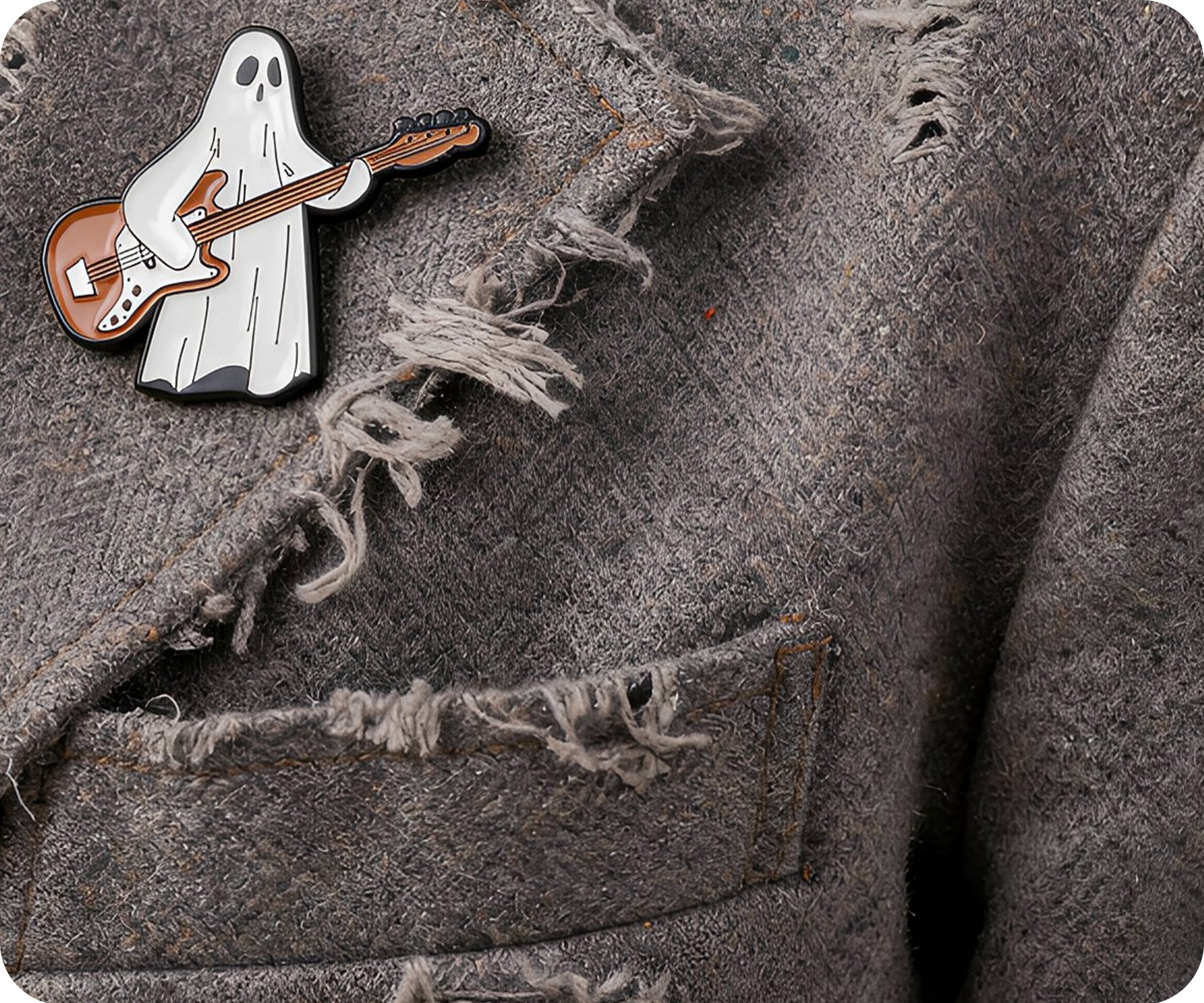 Ghost Playing Guitar Pin Badge