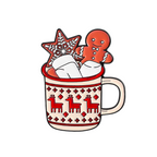 Ginger Bread Xmas Hot Coco Drink Christmas Pin Badge
