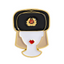 Russian Woman Fur Hat USSR Soviet Pin Badge