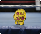 Never Give Up Boxing Glove Pin Badge