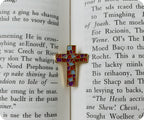 Stained Glass Crucifix Cross Pin Badge