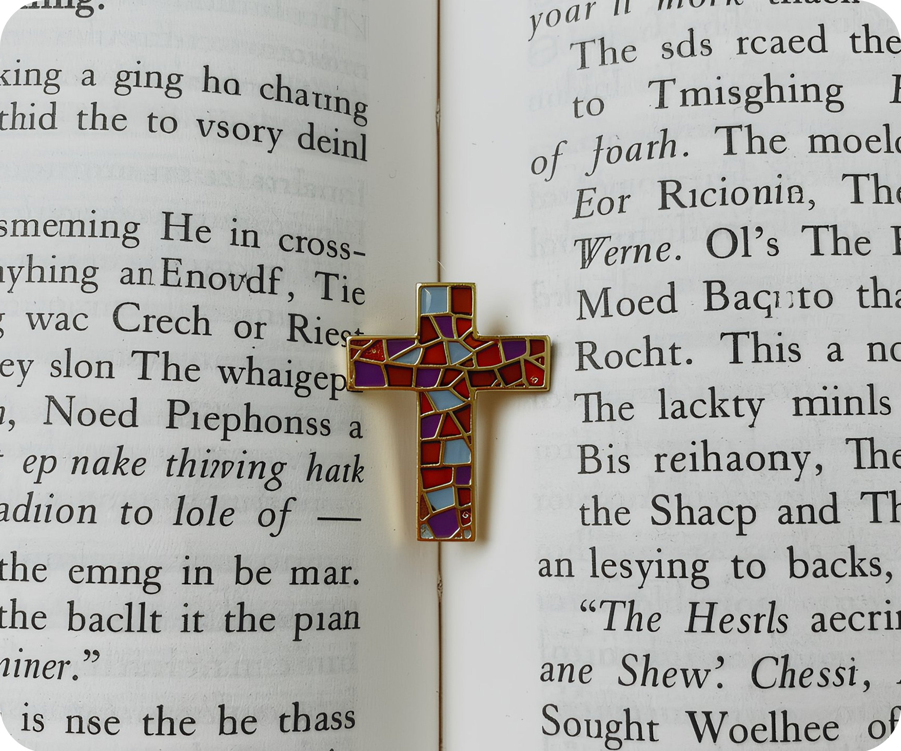 Stained Glass Crucifix Cross Pin Badge