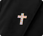 Stained Glass Crucifix Cross Pin Badge