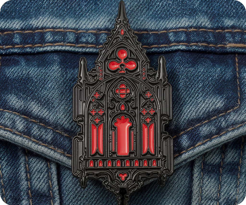 Gothic Church Stained Glass Pin Badge