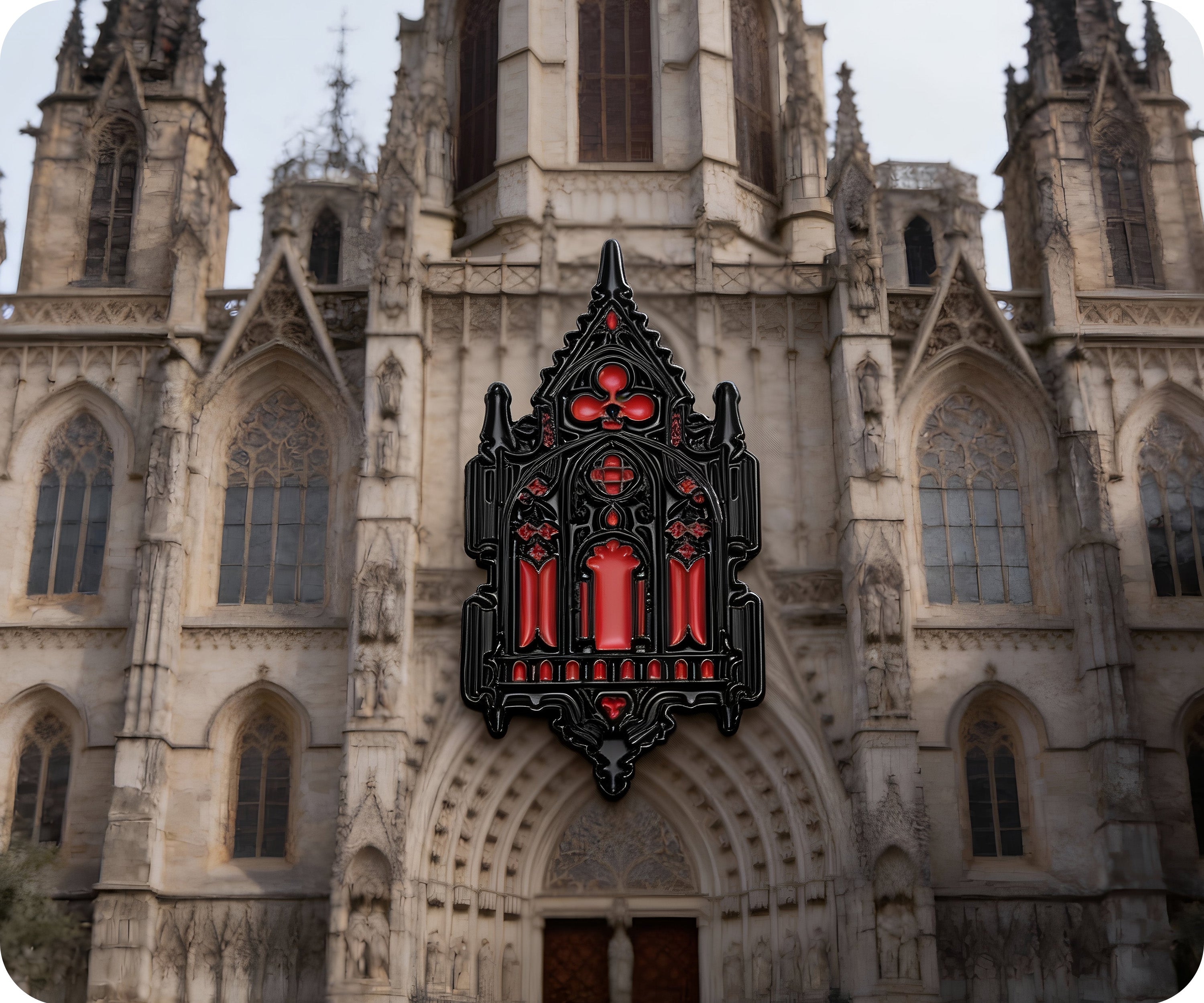 Gothic Church Stained Glass Pin Badge