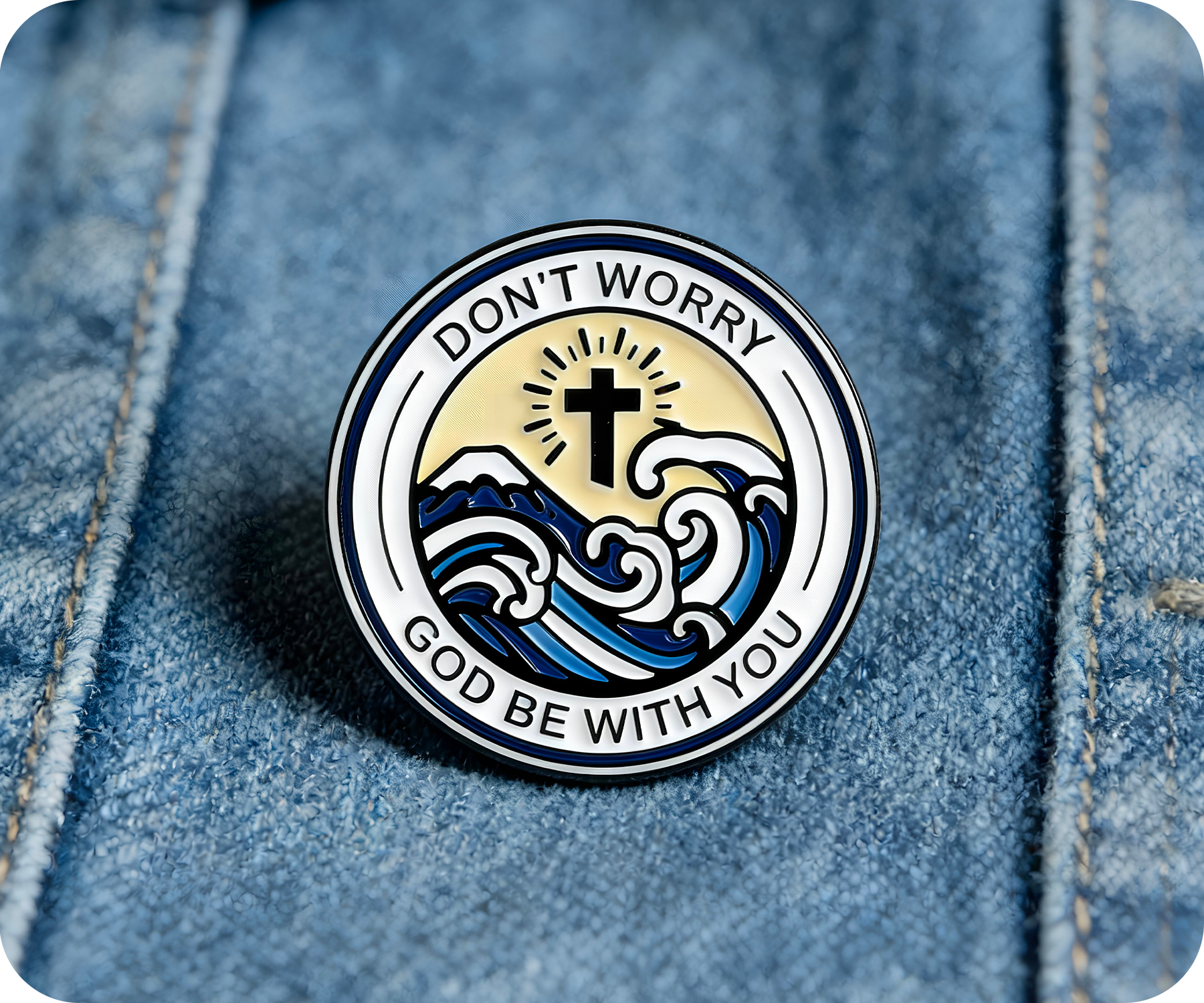 Don't Worry God Be With You Christianity Pin Badge