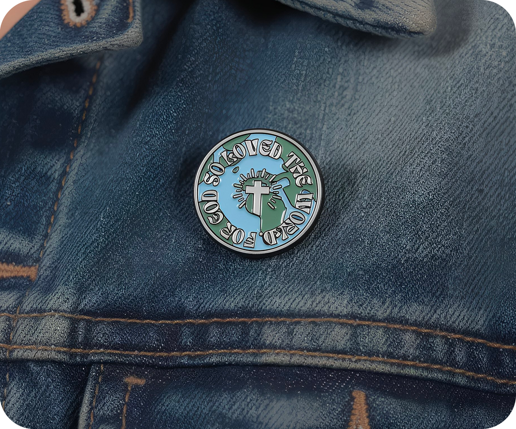 Loved The World For God Christian Global Cross Pin Badge
