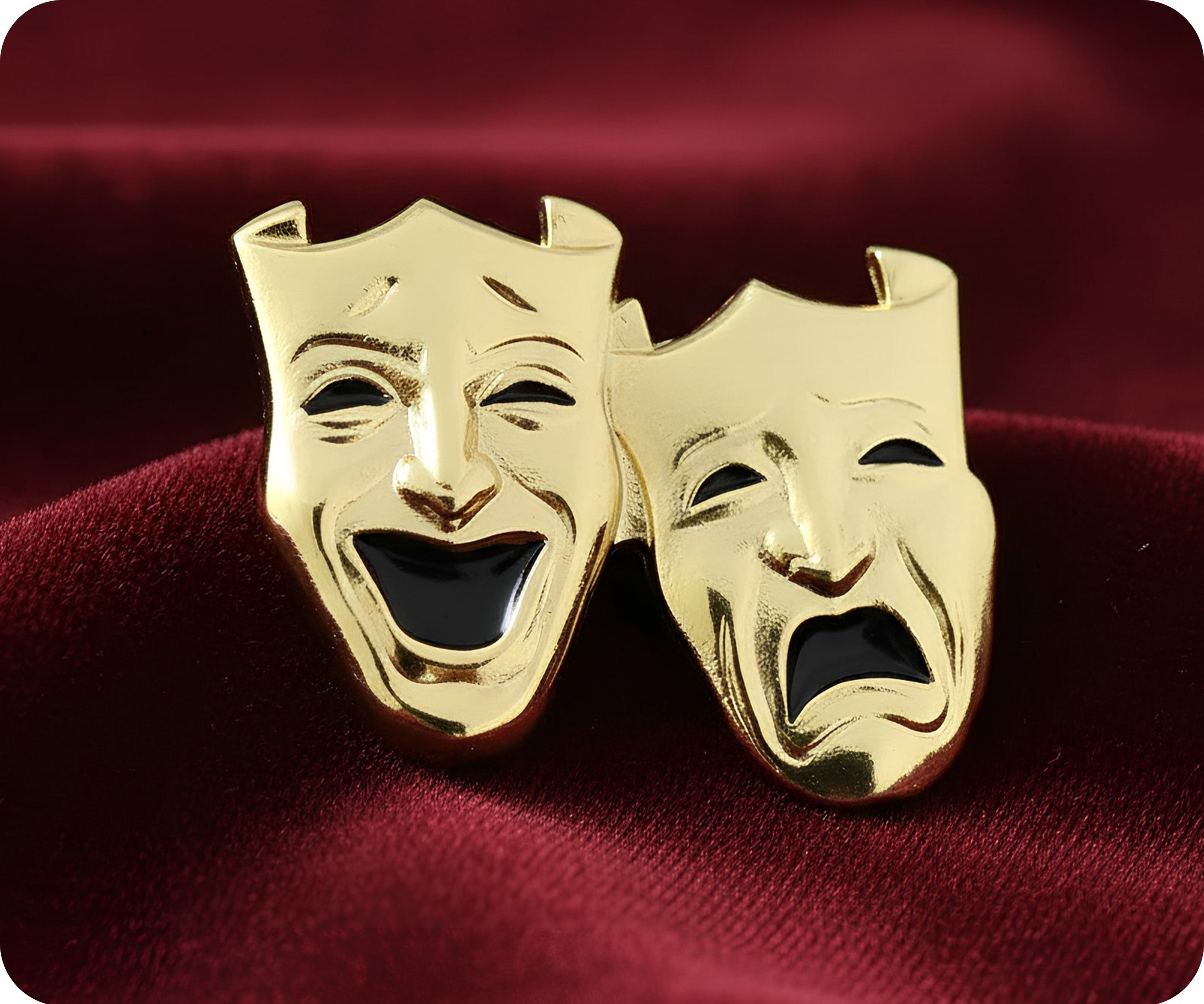 Comedy and Tragedy Drama Gold Pin Badge