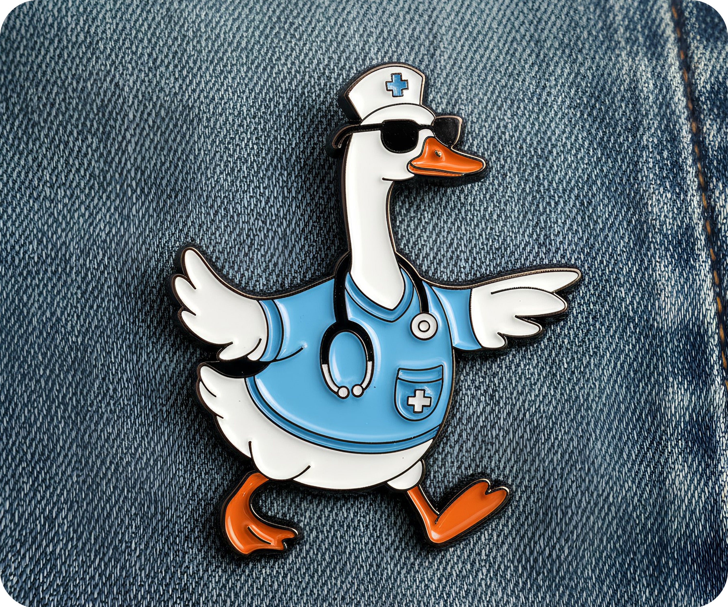 Nurse Goose Pirate Medical Pin Badge
