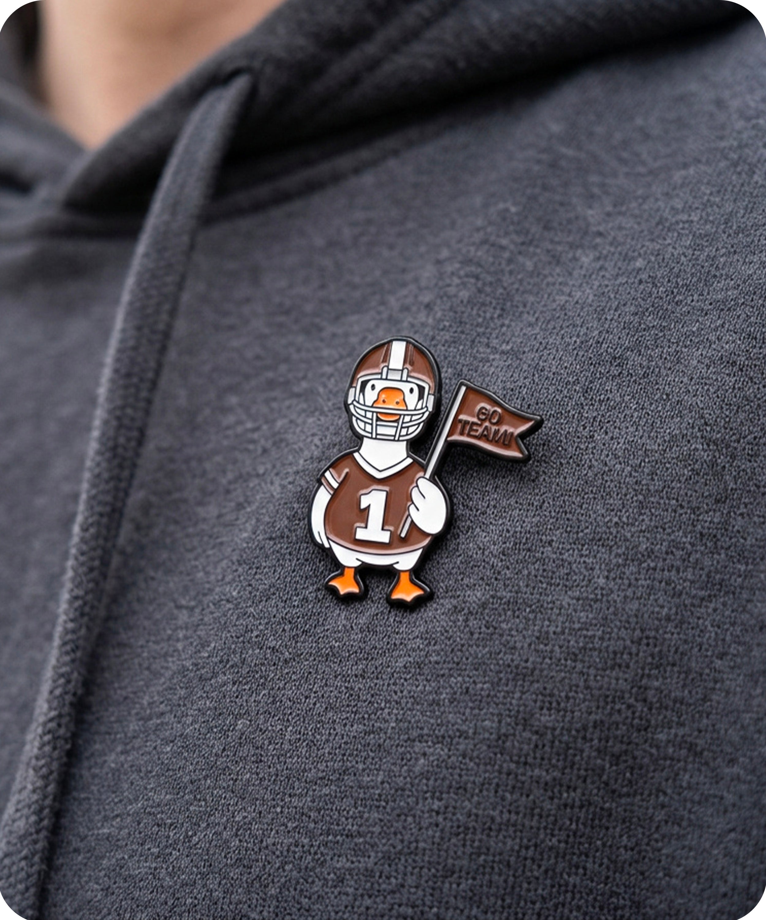 Funny Football Duck Enamel Lapel Pin Badge