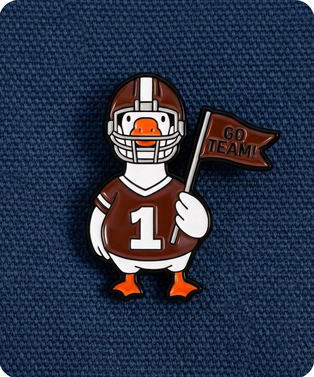 Funny Football Duck Enamel Lapel Pin Badge