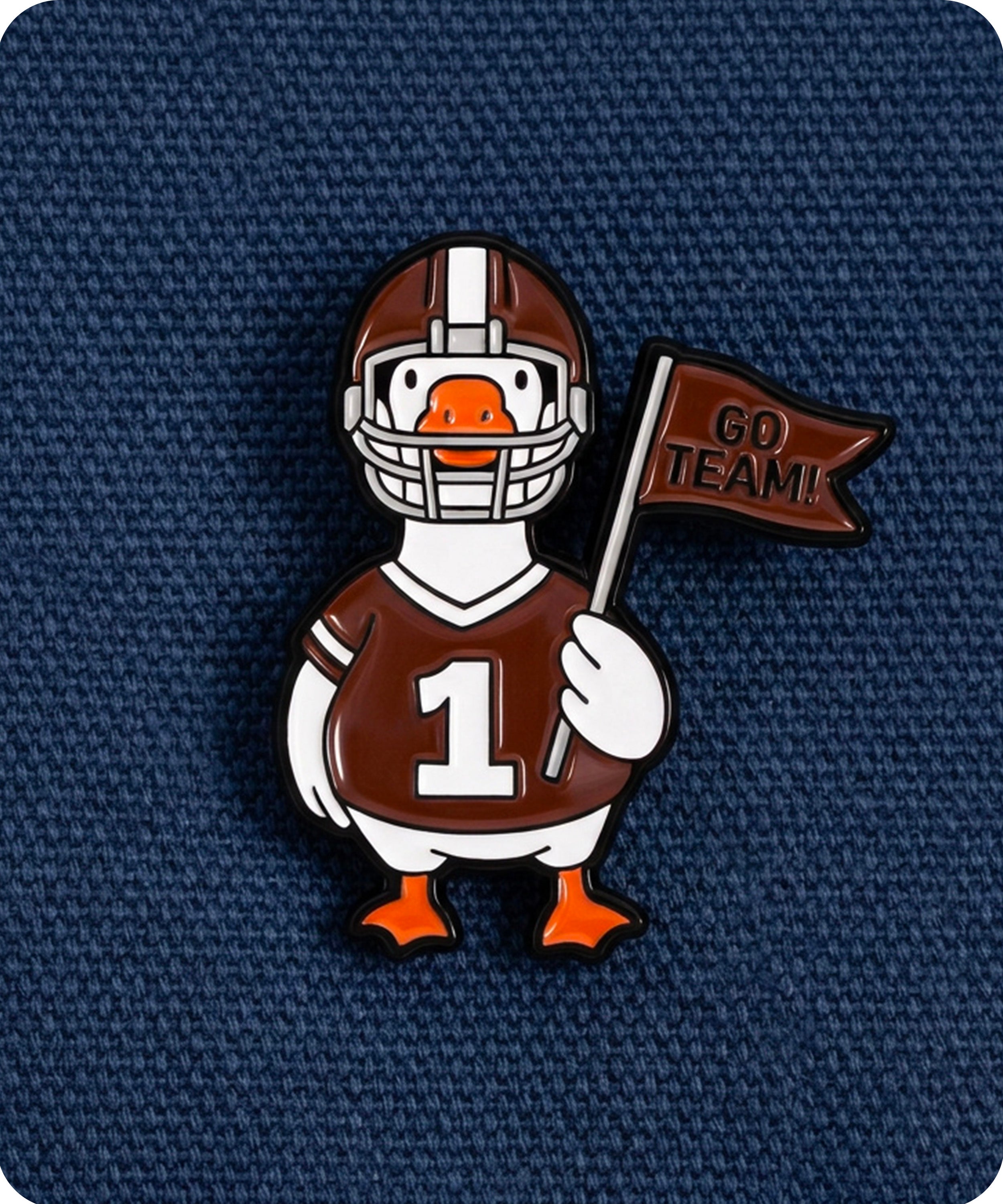 Funny Football Duck Enamel Lapel Pin Badge