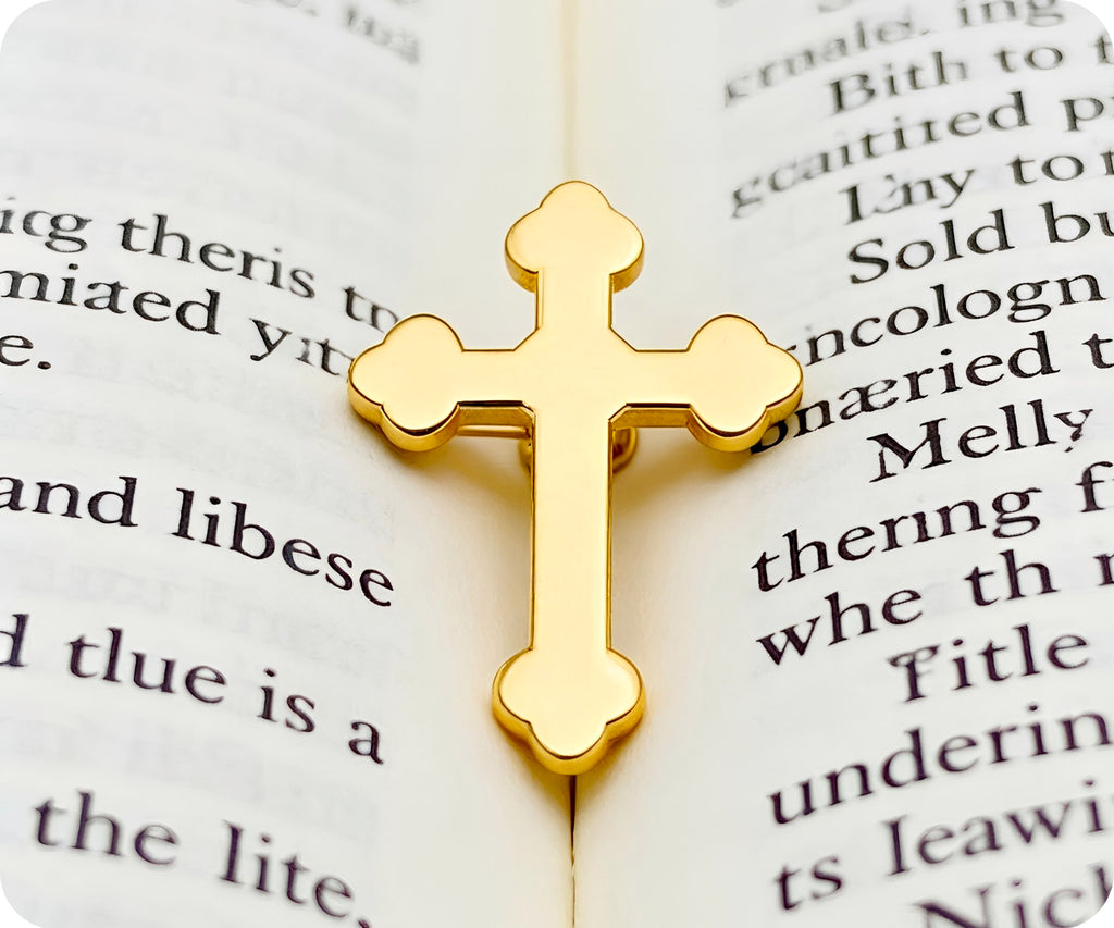 Gothic Gold Cross Pin Badge