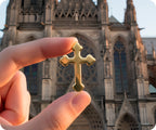 Gothic Gold Cross Pin Badge