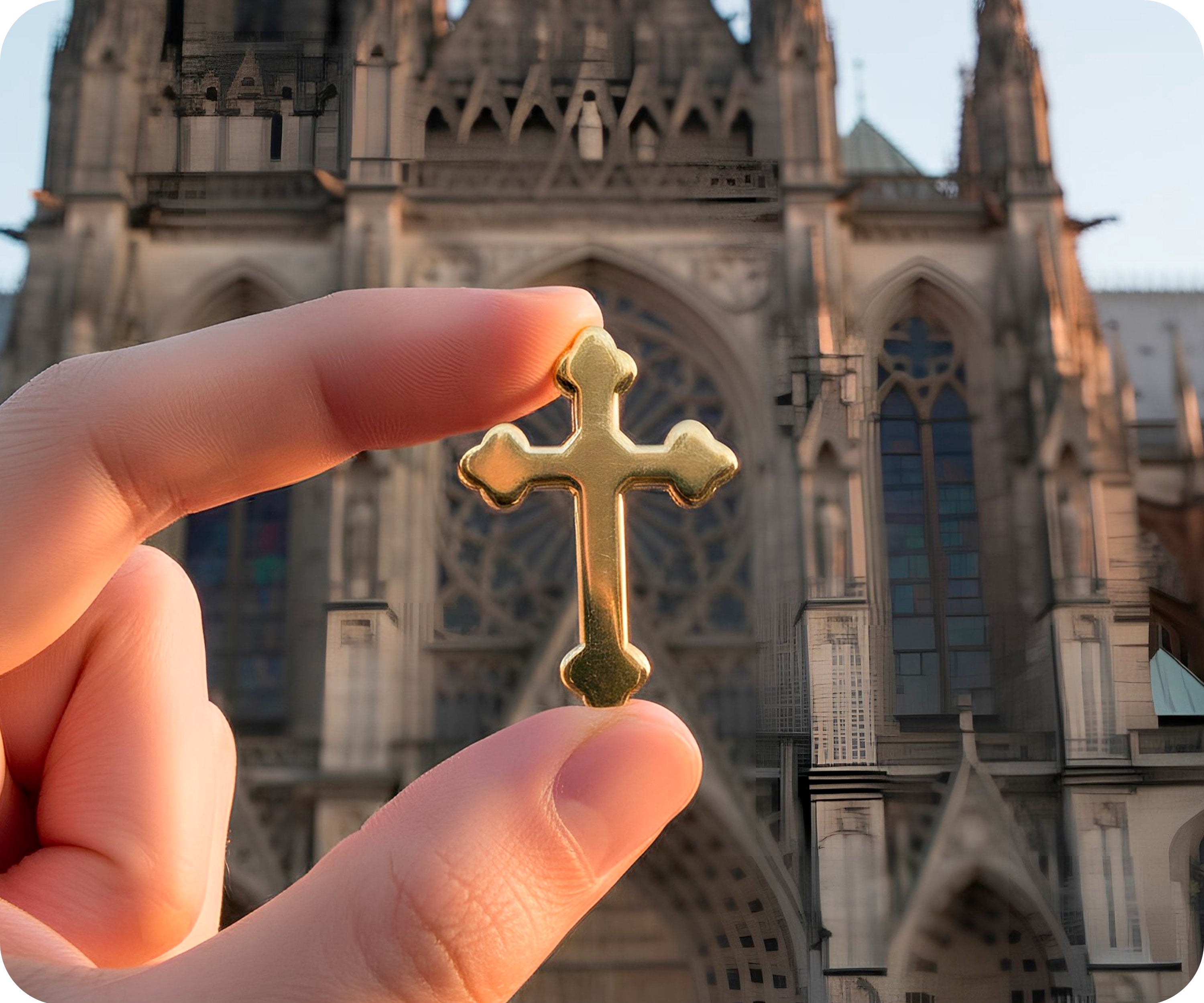 Gothic Gold Cross Pin Badge