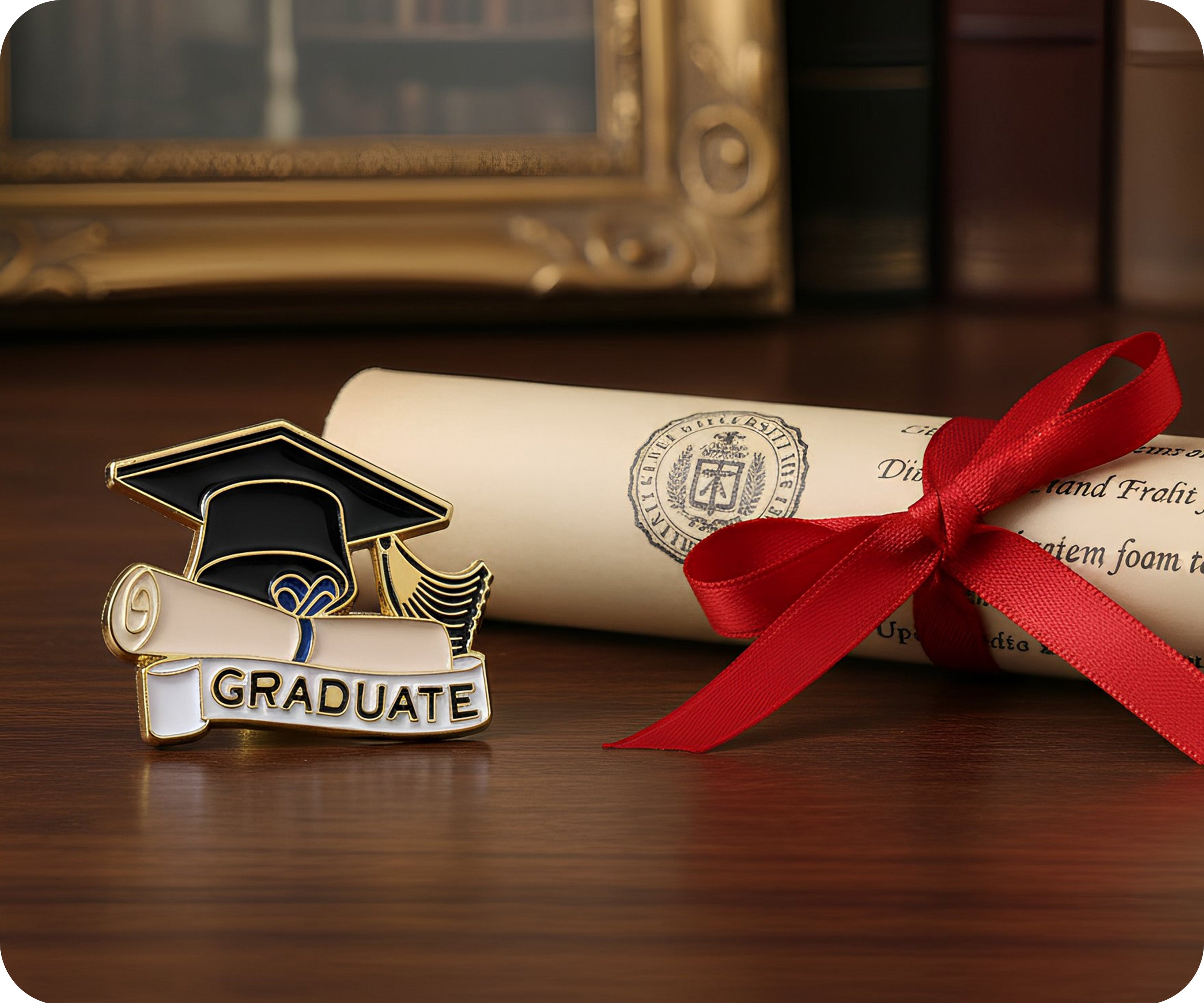 Graduate Scroll & Hat Pin Badge