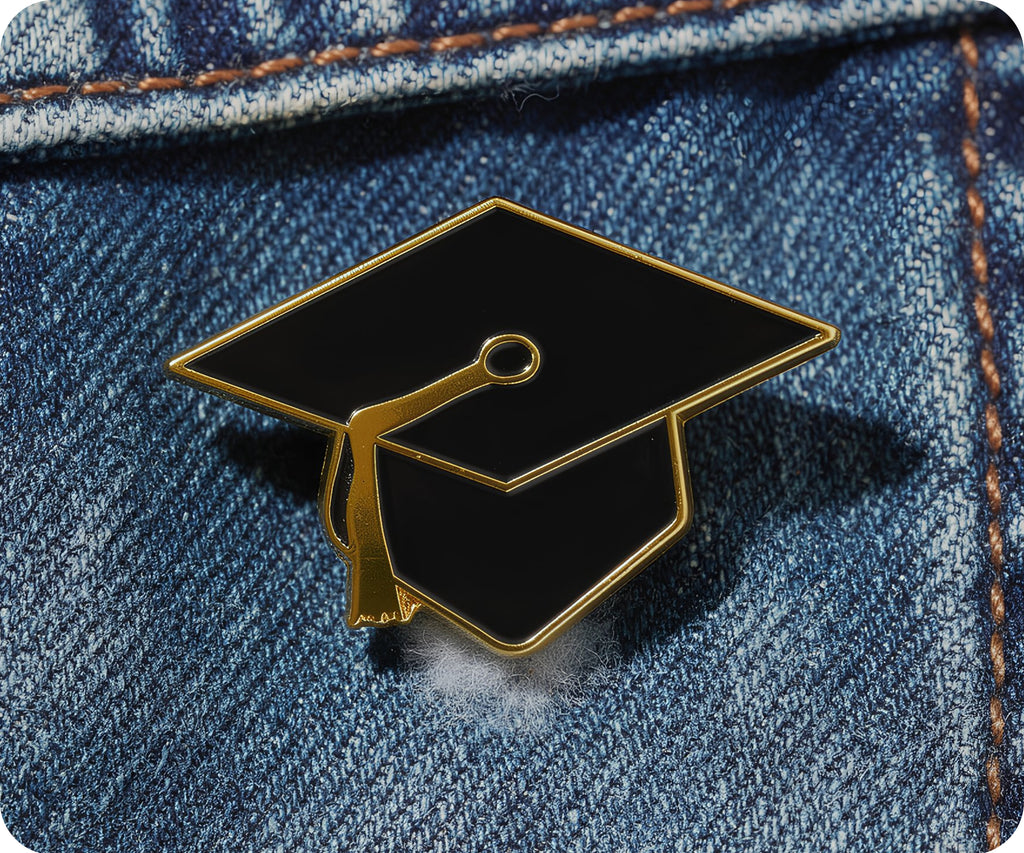 Graduation Hat Education Gold Pin Badge