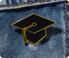 Graduation Hat Education Gold Pin Badge