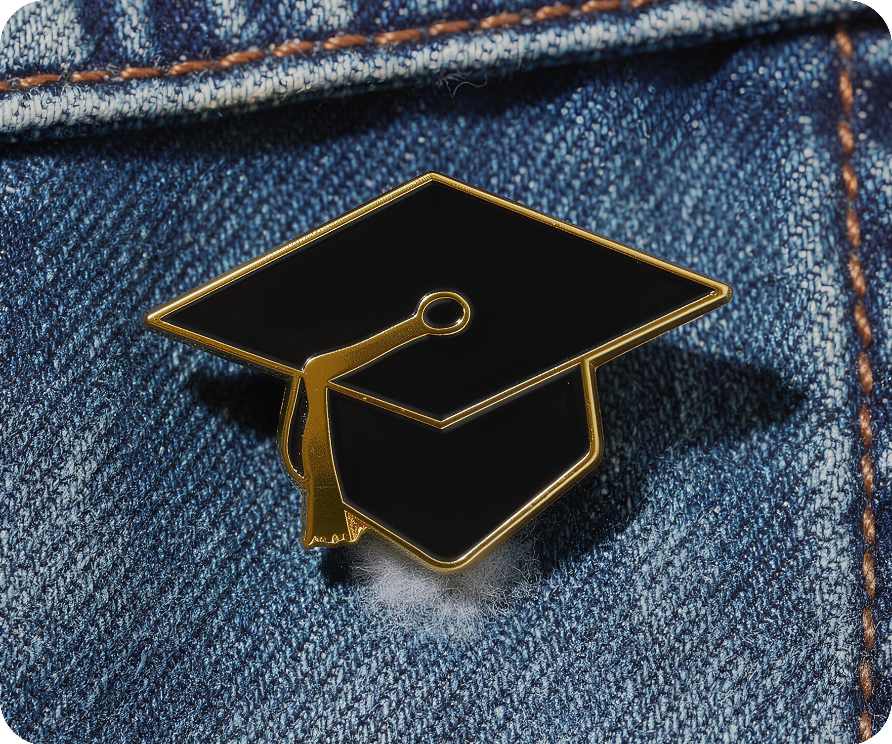 Graduation Hat Education Gold Pin Badge