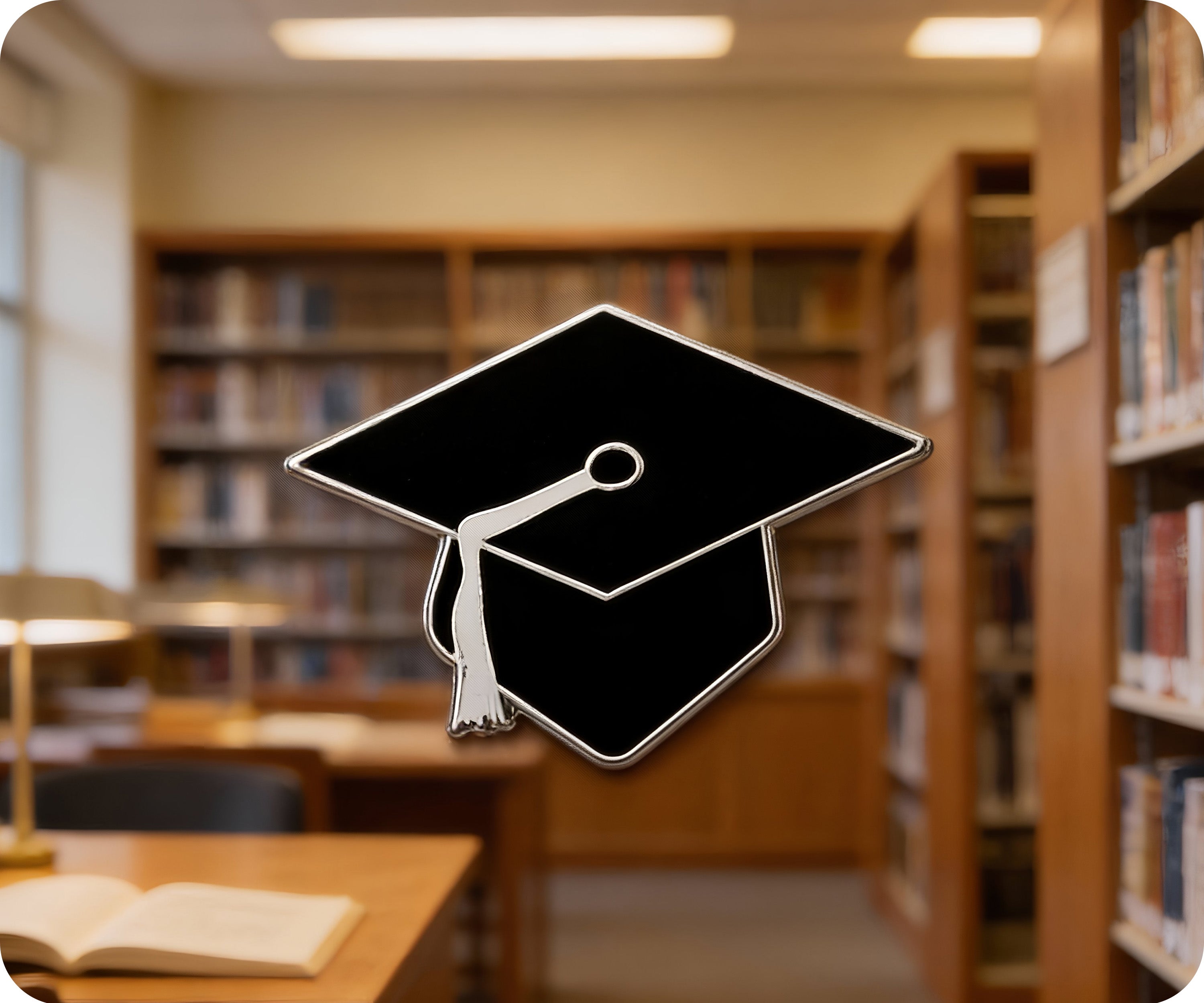 Graduation Hat Education Silver Pin Badge