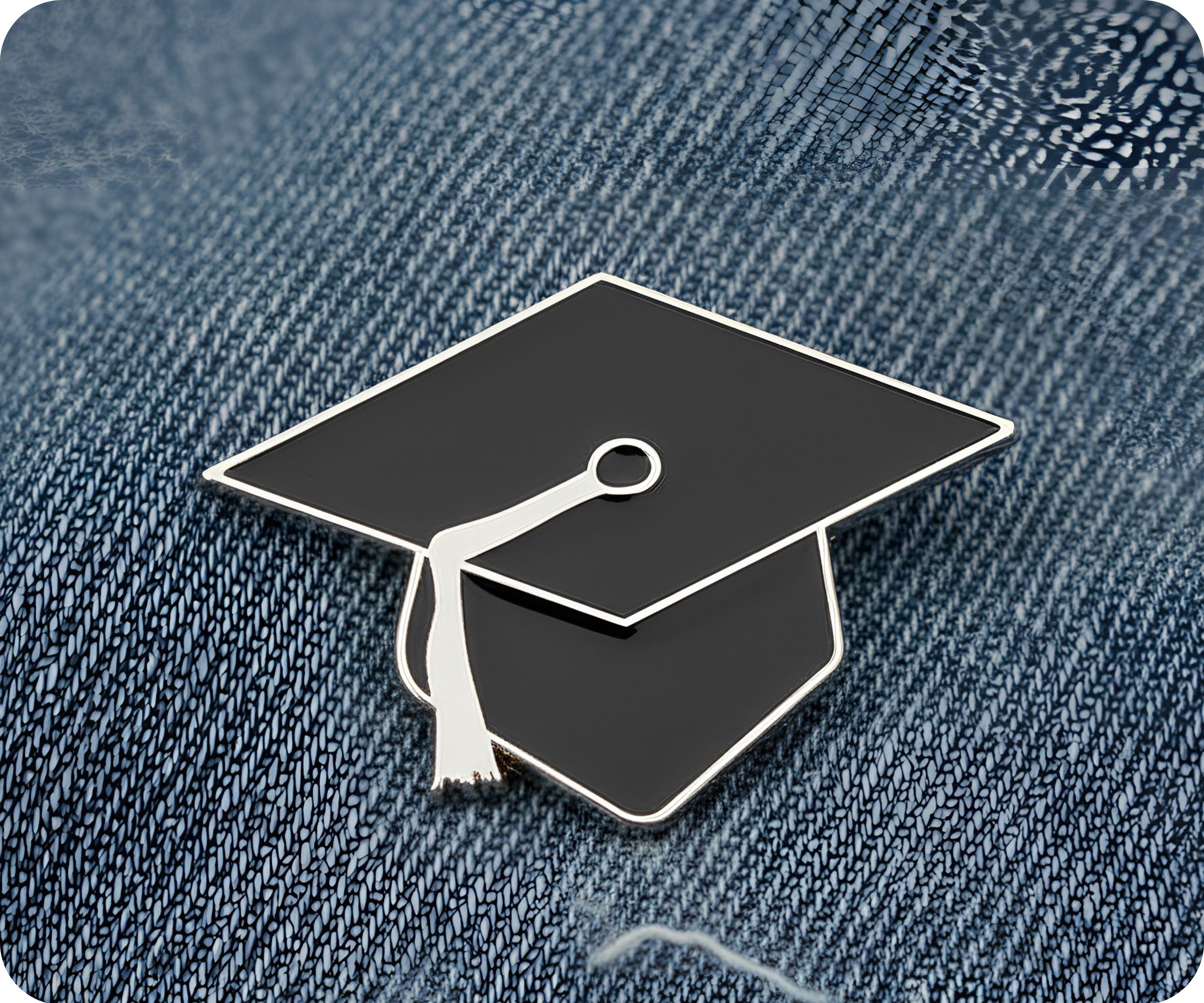 Graduation Hat Education Silver Pin Badge