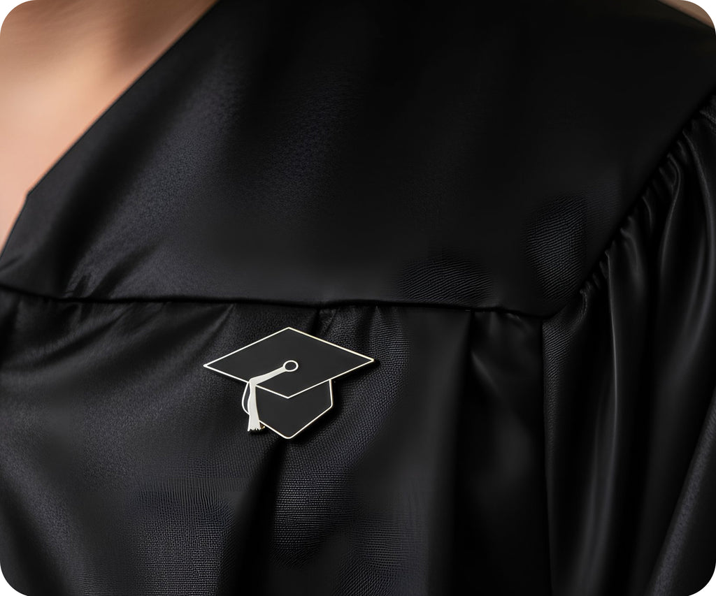 Graduation Hat Education Silver Pin Badge