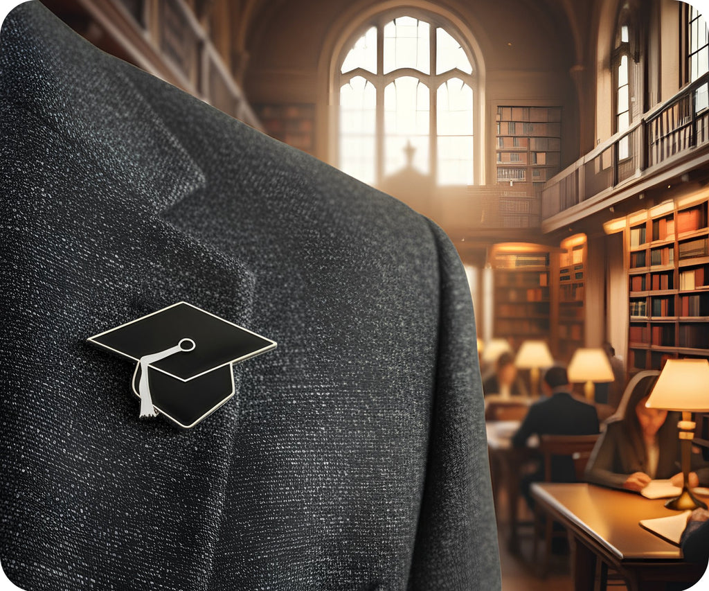 Graduation Hat Education Silver Pin Badge