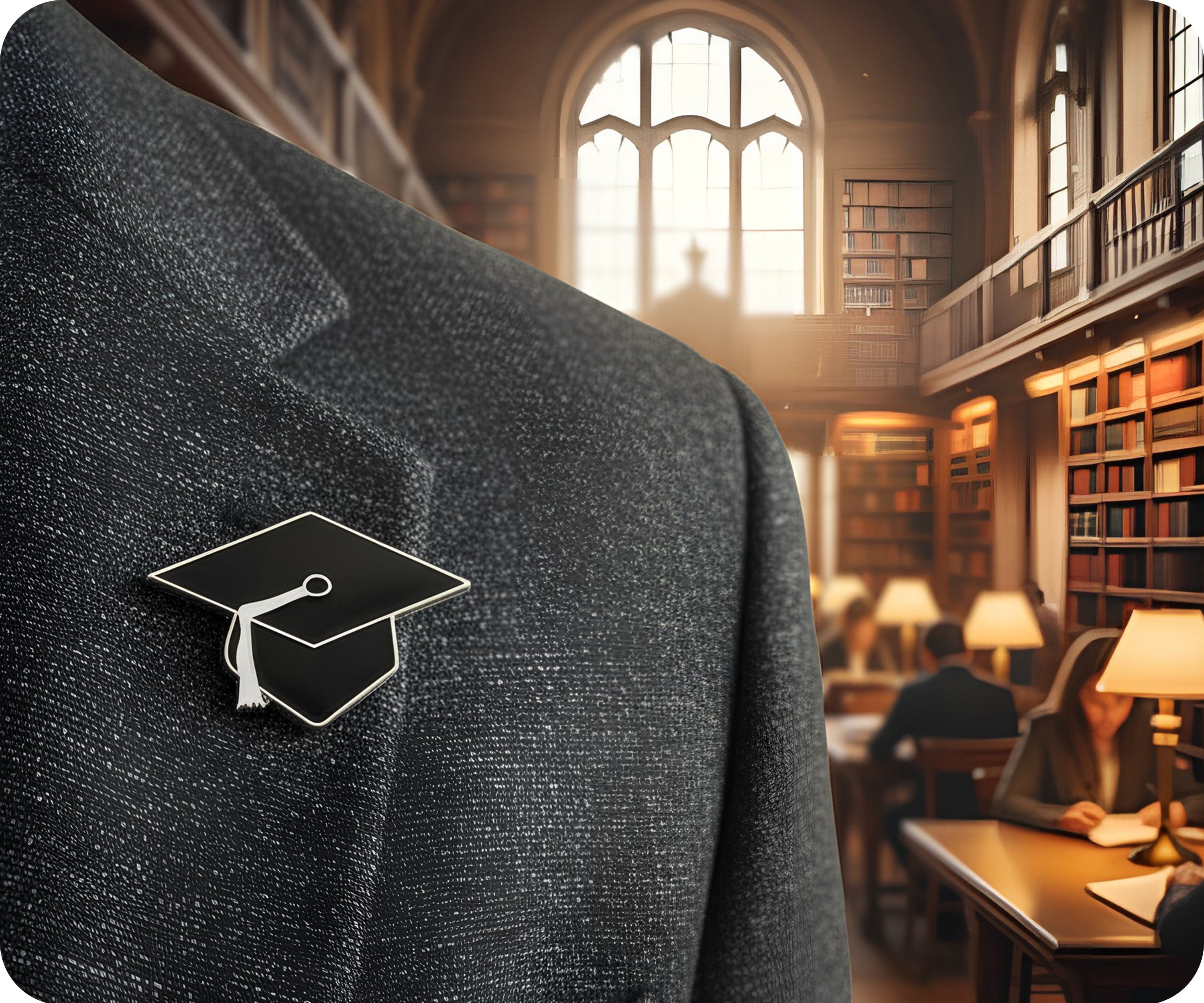 Graduation Hat Education Silver Pin Badge