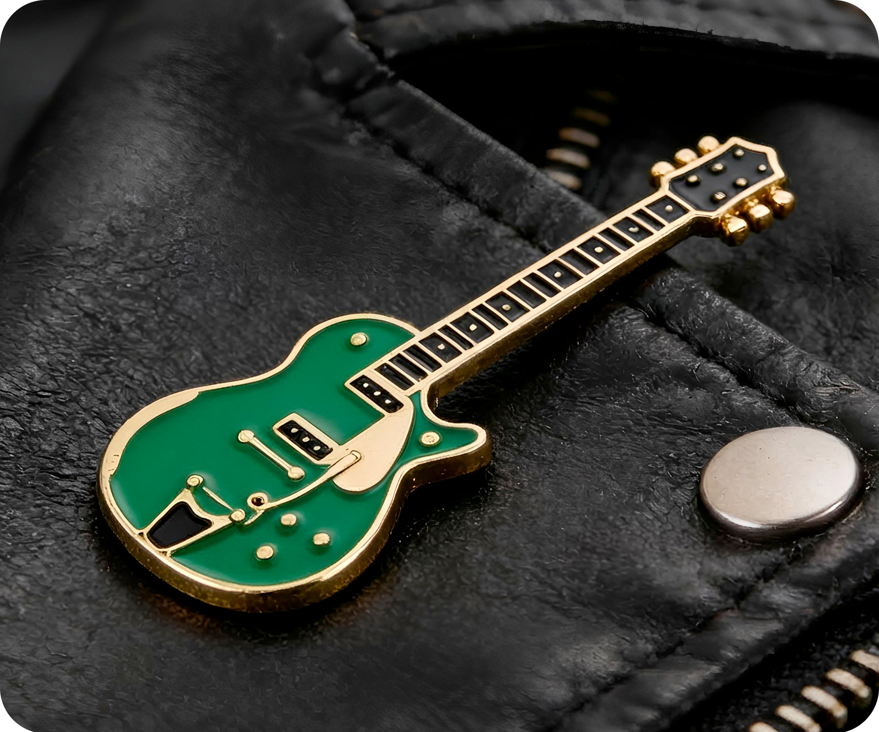 Green Electric Guitar Pin Badge