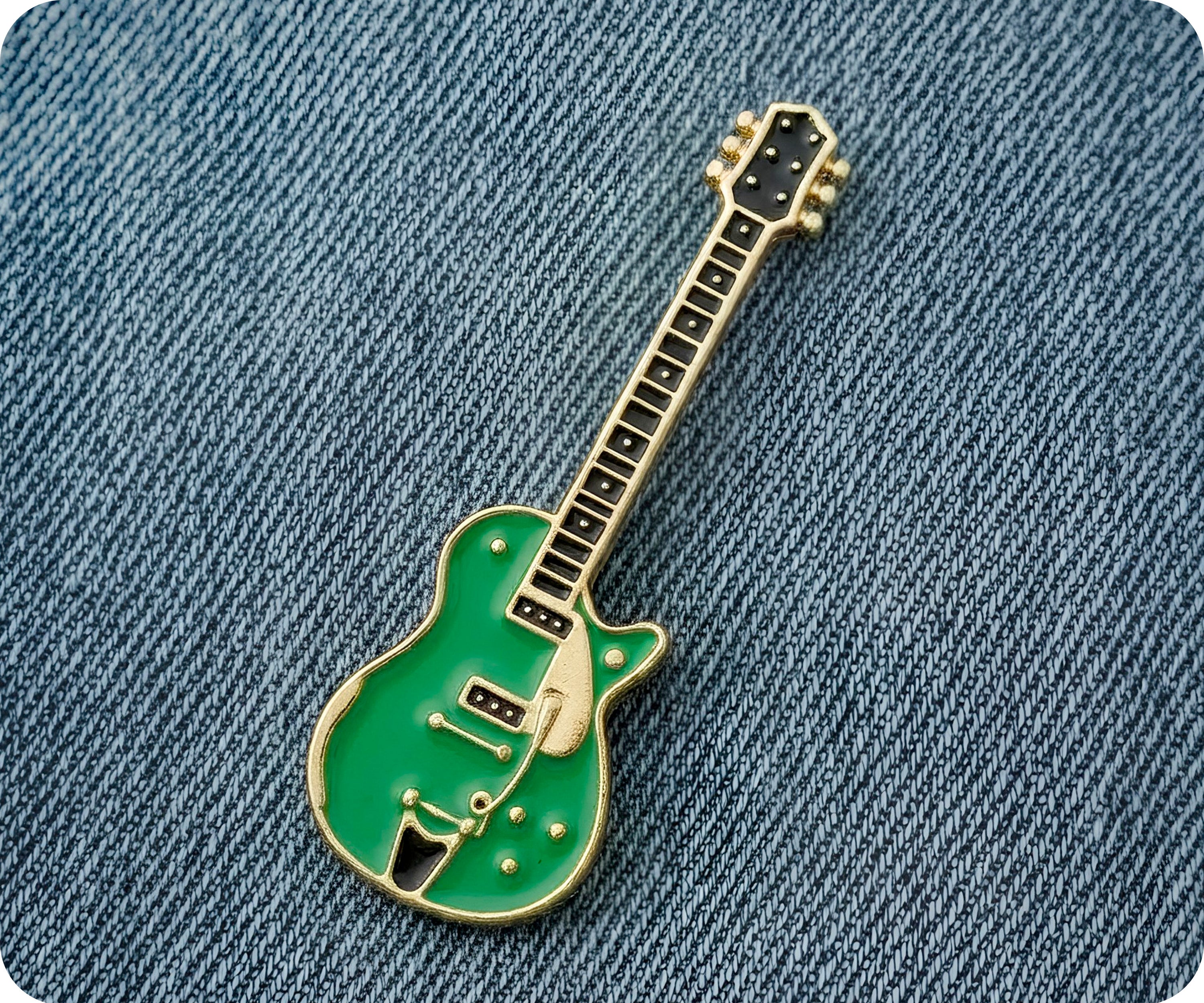 Green Electric Guitar Pin Badge