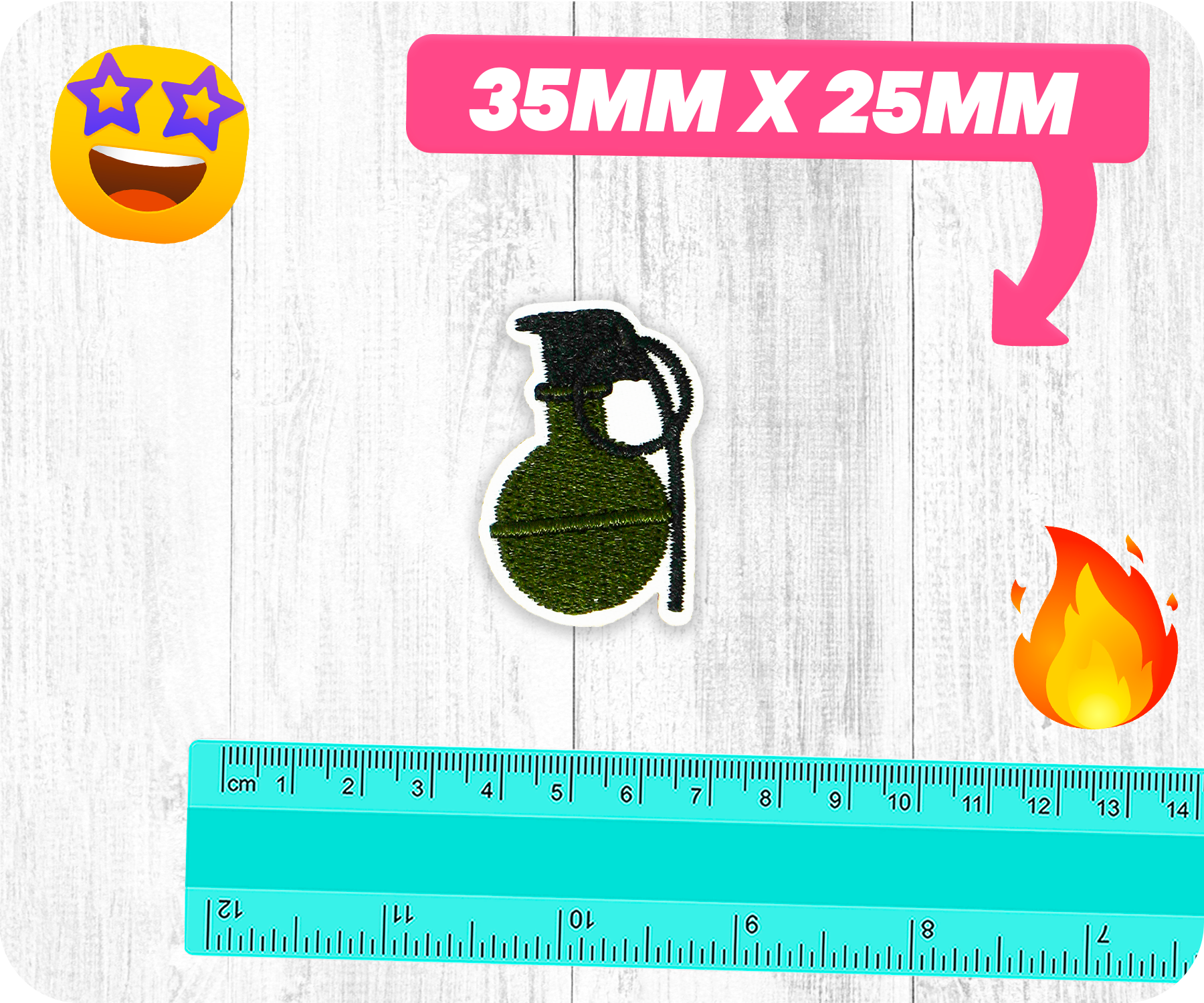M67 Green Army Grenade Iron On Patch (3.5 x 2.5cm)