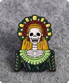 Day Of The Dead Skeleton Lady Enamel Lapel Pin Badge