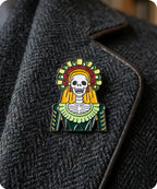 Day Of The Dead Skeleton Lady Enamel Lapel Pin Badge