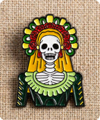 Day Of The Dead Skeleton Lady Enamel Lapel Pin Badge