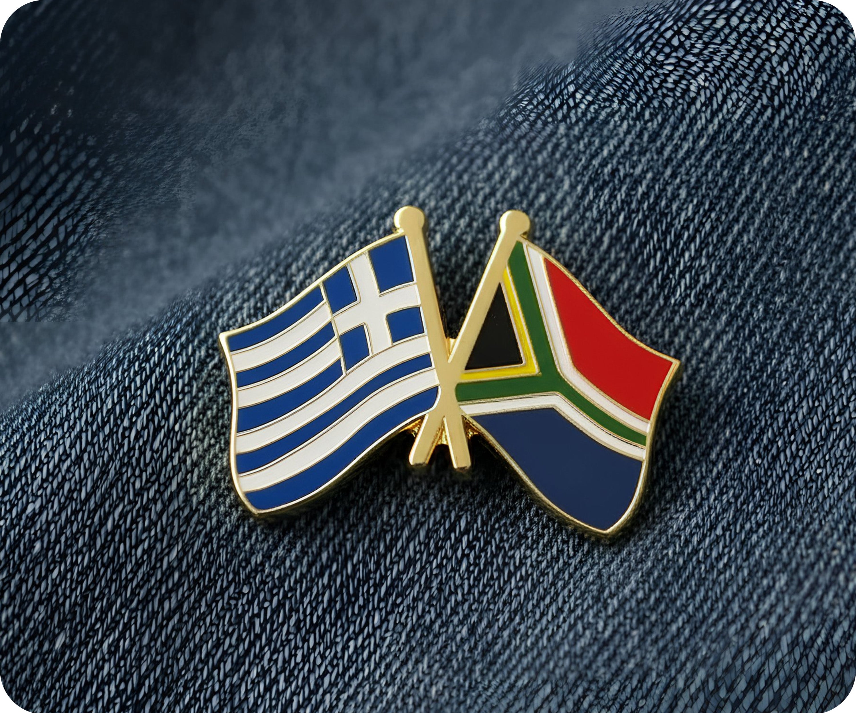 Greece & South Africa Friendship Pin Badge