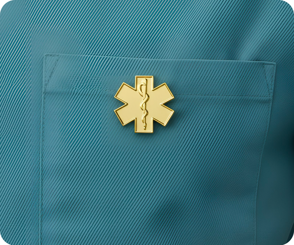 Gold Medical Ambulance Star Pin Badge