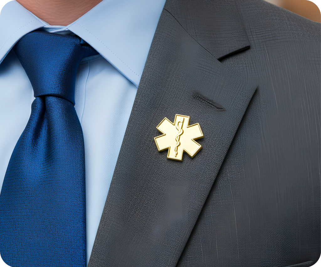 Gold Medical Ambulance Star Pin Badge