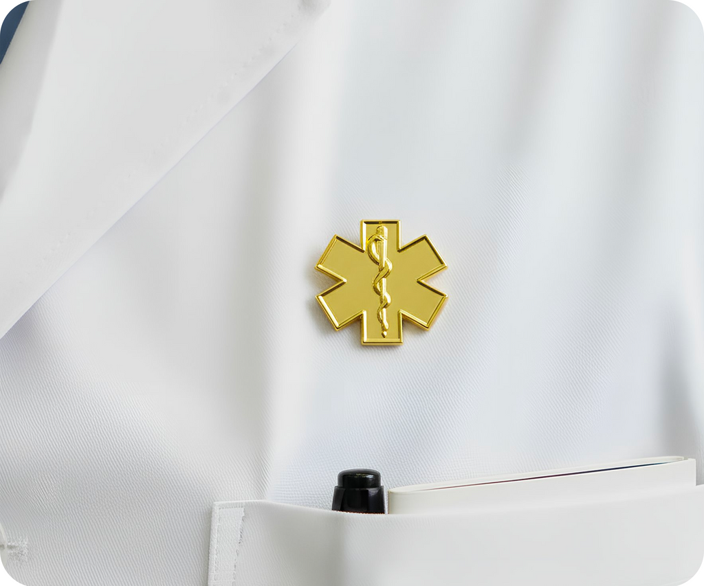 Gold Medical Ambulance Star Pin Badge