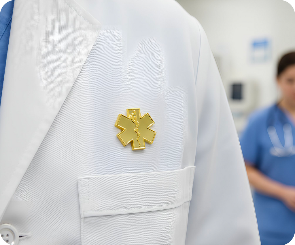 Gold Medical Ambulance Star Pin Badge