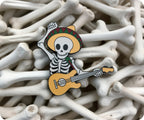 Mariachi Mexican Skeleton Guitar Pin Badge
