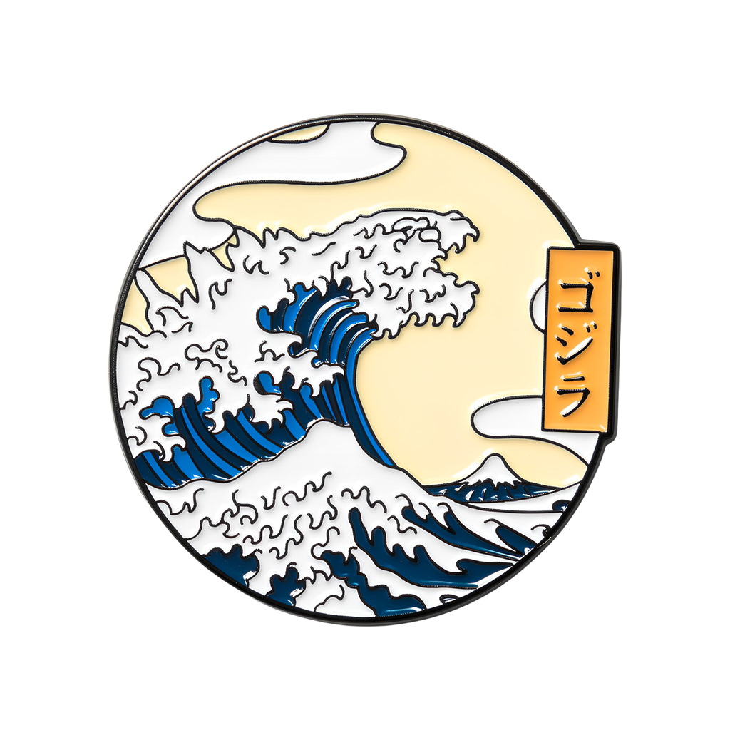 Insignia redonda de La gran ola de Kanagawa