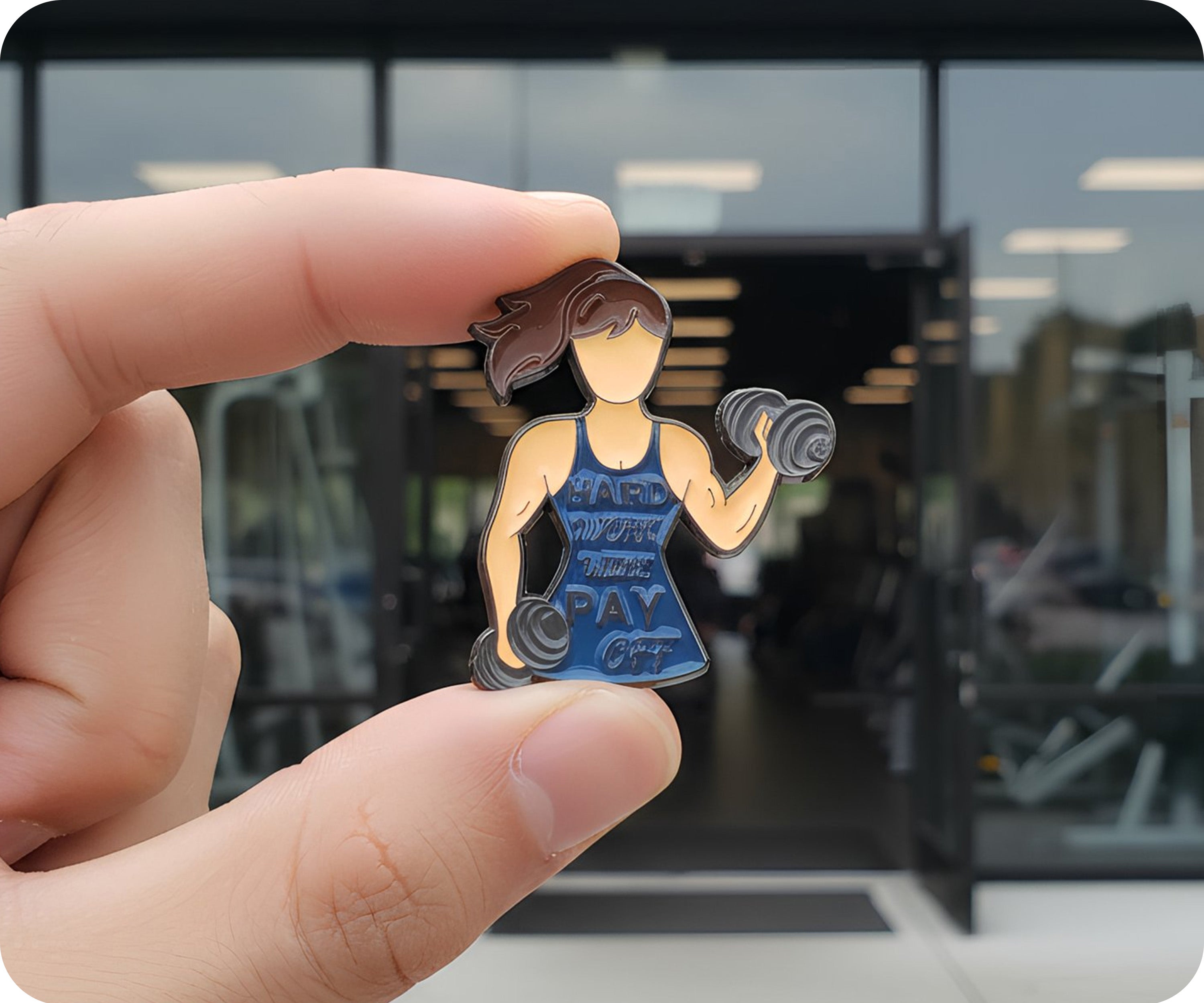 Female Gym Workout Pin Badge