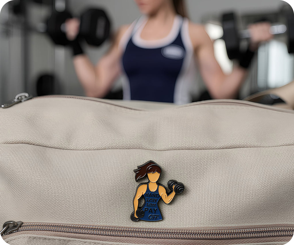 Female Gym Workout Pin Badge