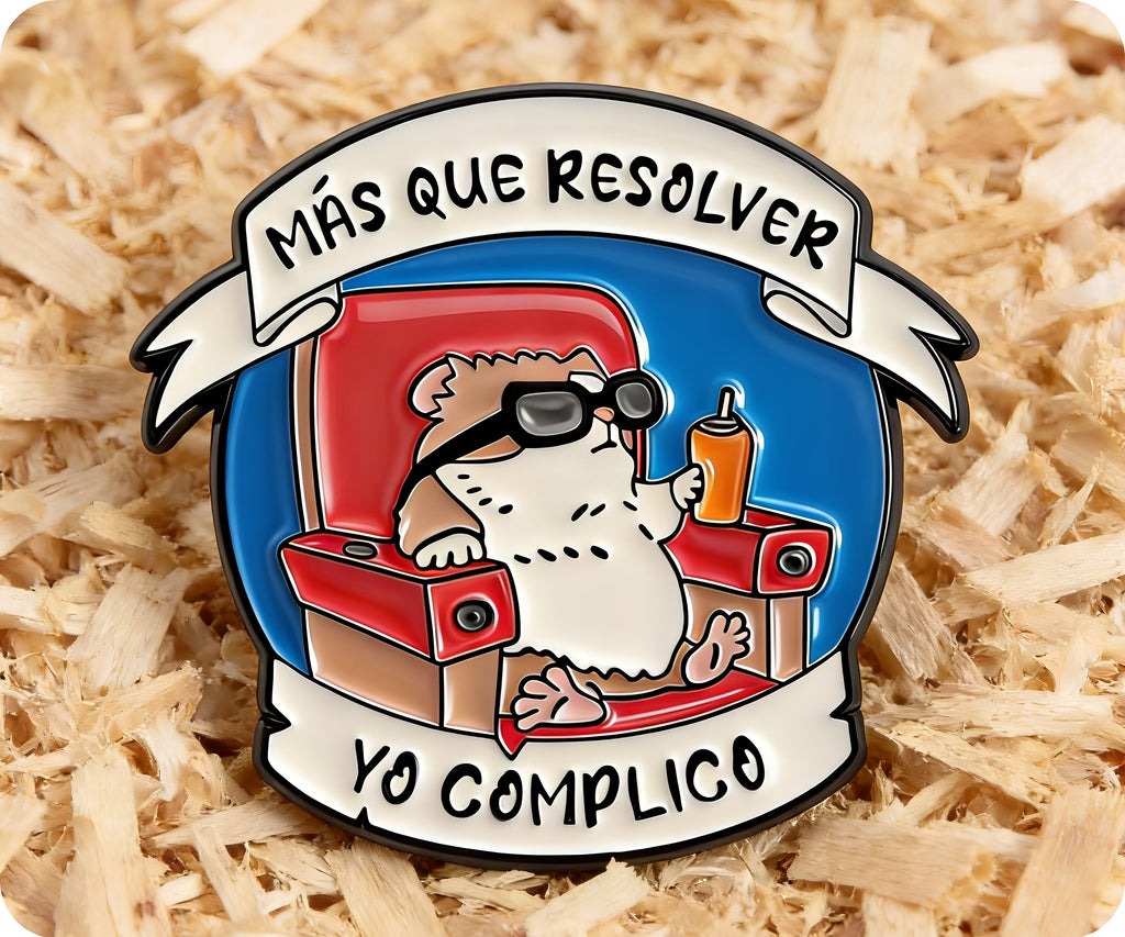Más que resolver, yo soy cómplice. Insignia de hámster.