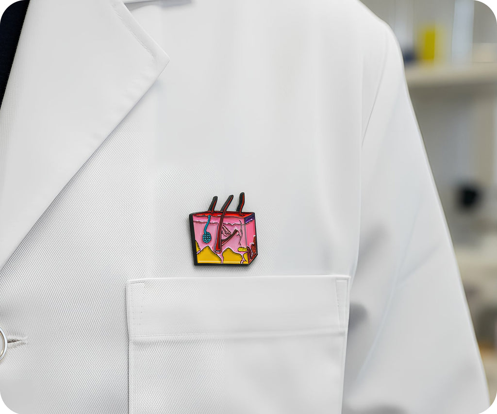 Hair Follicle Dermatology Biology Science Pin Badge