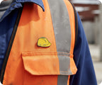 Construction Hard Hat Yellow Pin Badge