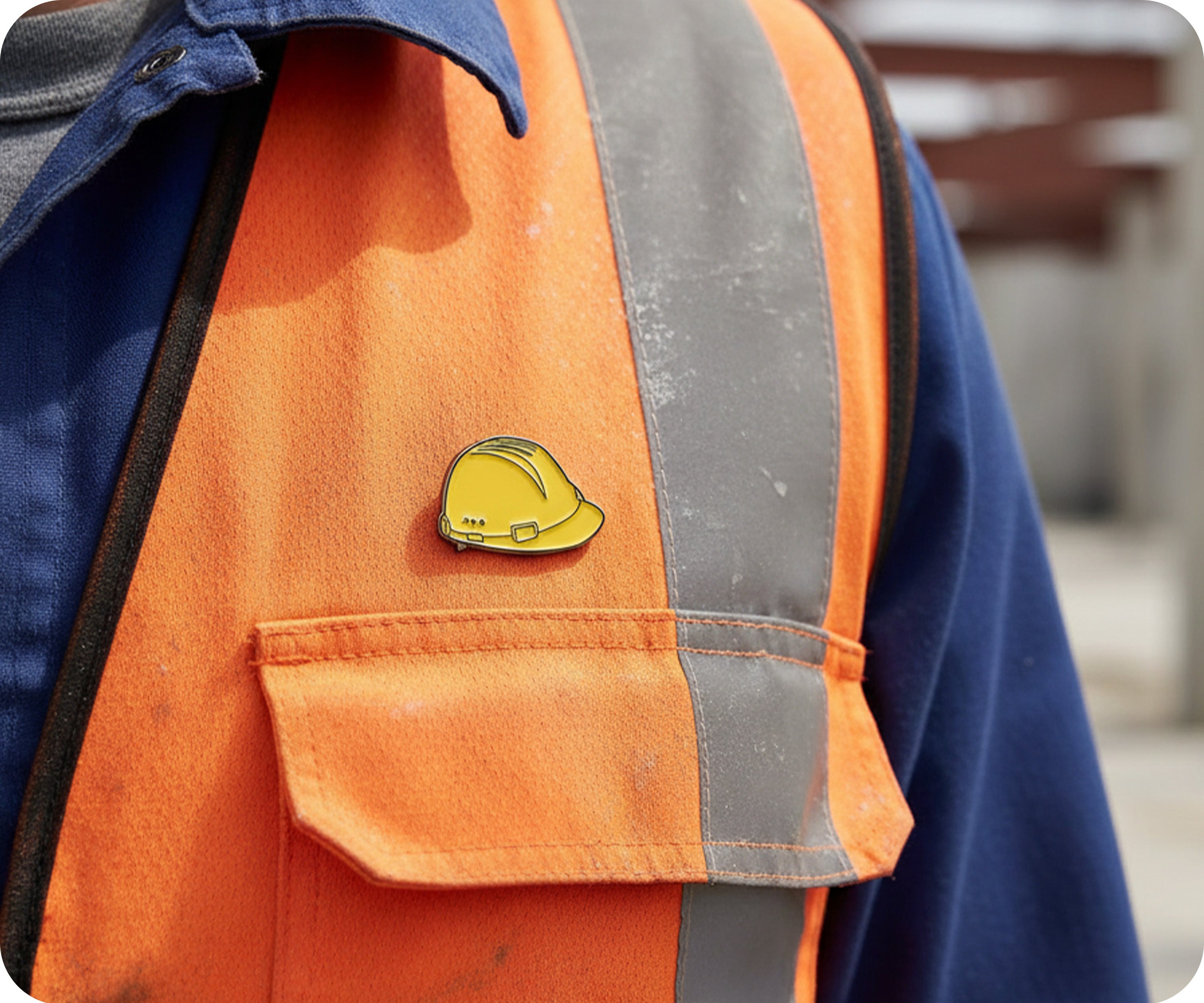 Construction Hard Hat Yellow Pin Badge