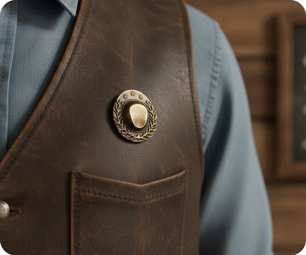 Cowboy Hat Bronze Colour 3D Pin Badge