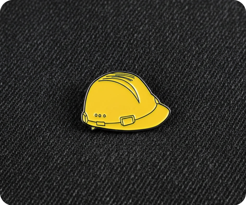 Construction Hard Hat Yellow Pin Badge